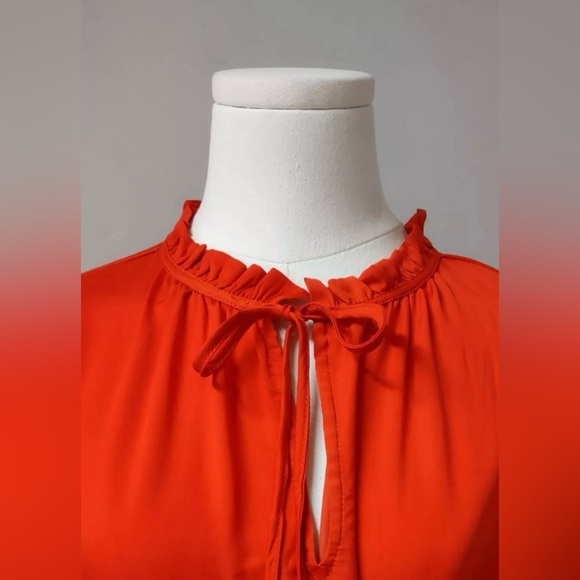 JOIE Bright Orange Keyhole Smocked Tiered Ruffles Mini Dress - Picture 6 of 9